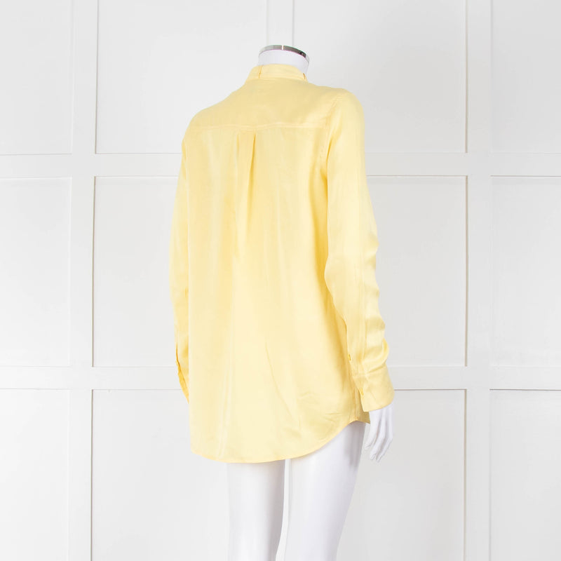Equipment Pale Yellow Grandad Collar Silk Blouse