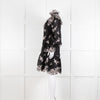 Erdem Nella Black Organza Short Dress With Silver Embroidery