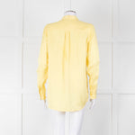 Equipment Pale Yellow Grandad Collar Silk Blouse