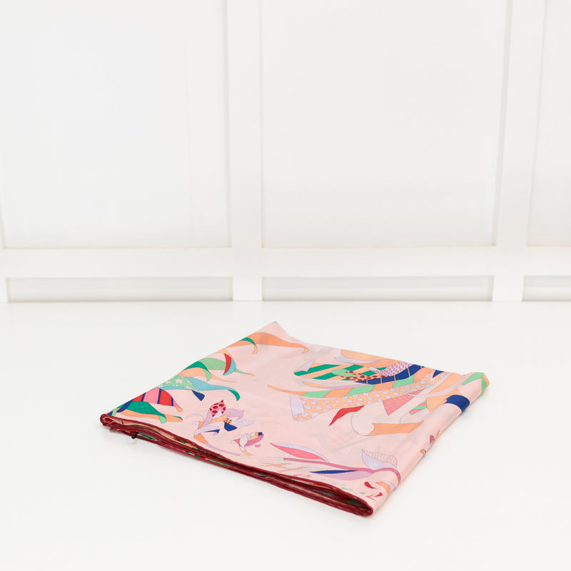 Hermes Silk 140 Pink Parais du Sole Scarf 9