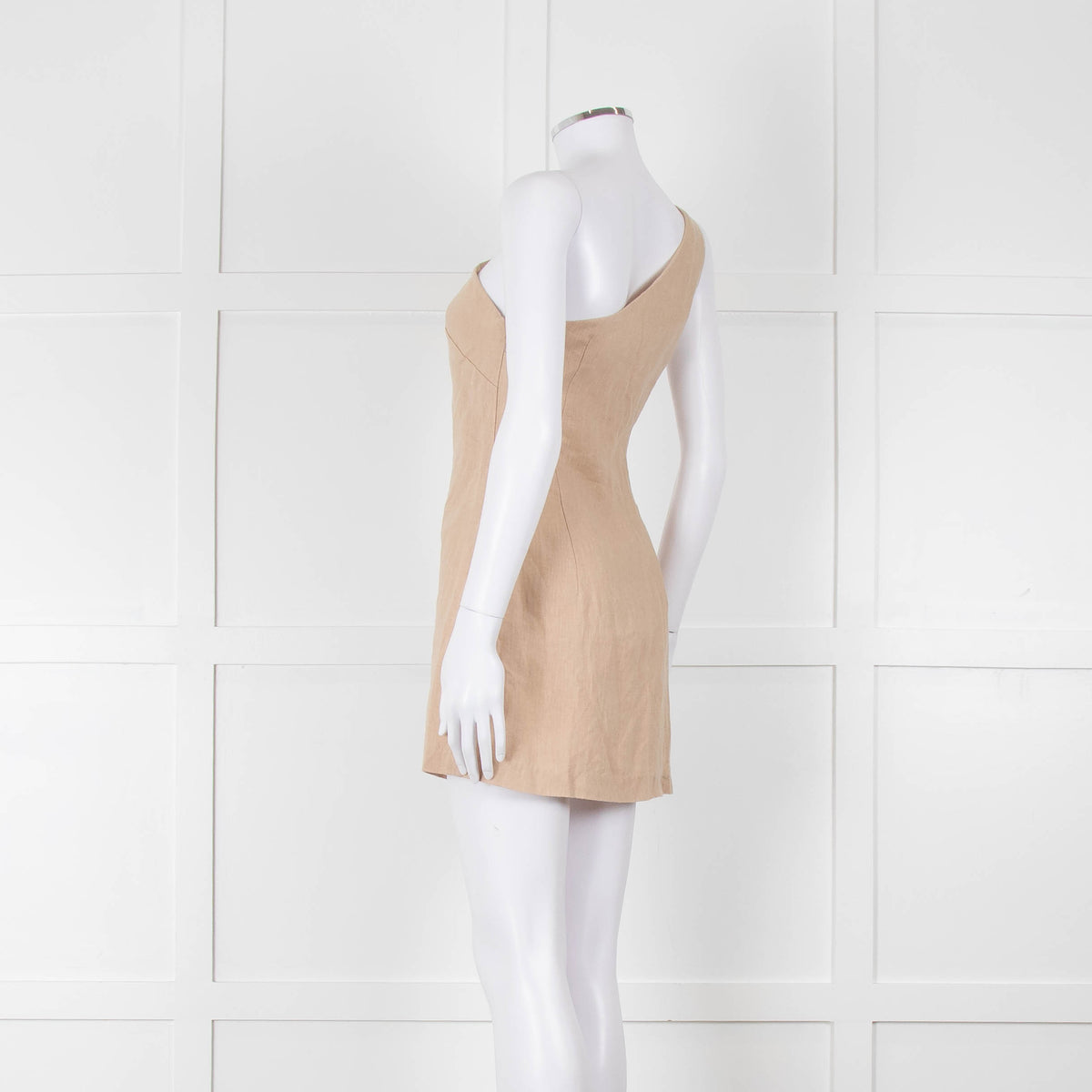 Venroy Beige Linen One Shoulder Mini Dress