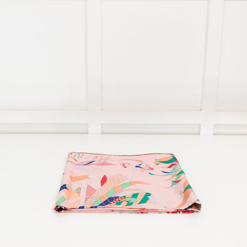 Hermes Silk 140 Pink Parais du Sole Scarf 9