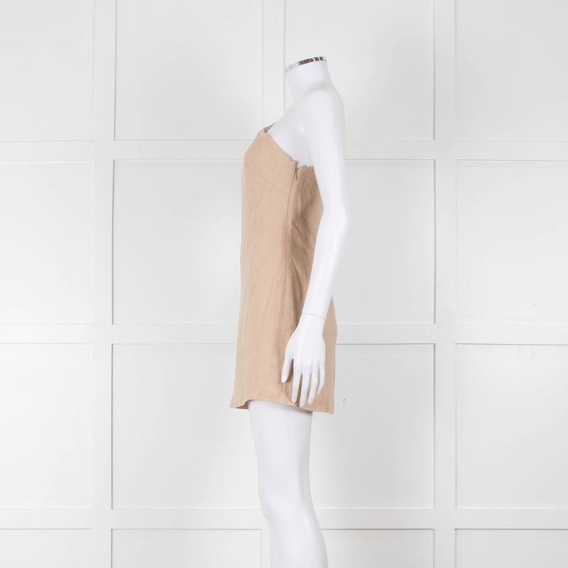 Venroy Beige Linen One Shoulder Mini Dress