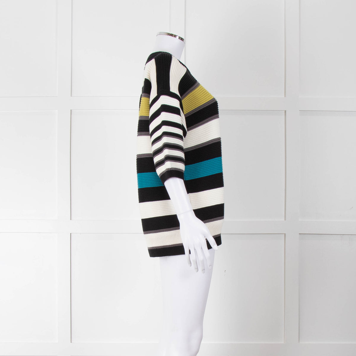 P.S Paul Smith Multi Coloured Rib Knit Striped Jumper with Short Sleeves