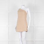 Venroy Beige Linen One Shoulder Mini Dress