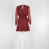 Michael By Michael Kors Red Black Gold Fleck Animal Print Dress