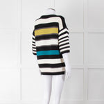P.S Paul Smith Multi Coloured Rib Knit Striped Jumper with Short Sleeves