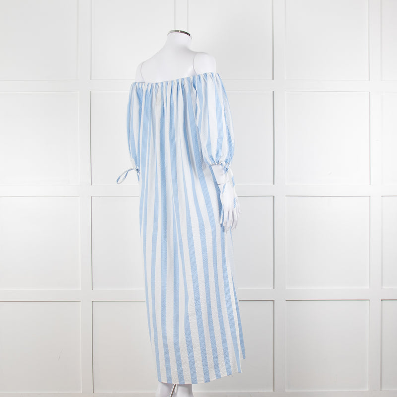 Evi Grintela Blue and White Striped Poplin Dress