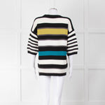 P.S Paul Smith Multi Coloured Rib Knit Striped Jumper with Short Sleeves