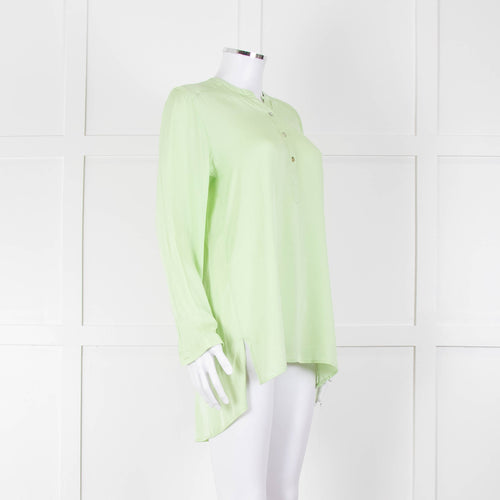Silk95Five Mint Green Collarless Silk Blouse