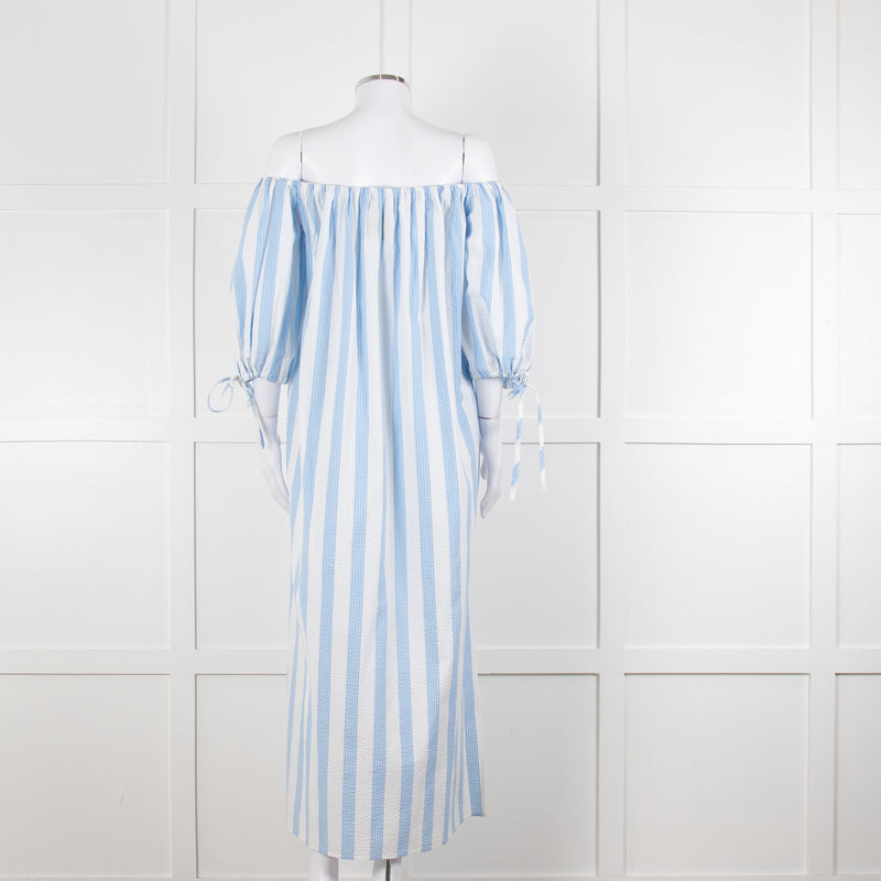 Evi Grintela Blue and White Striped Poplin Dress