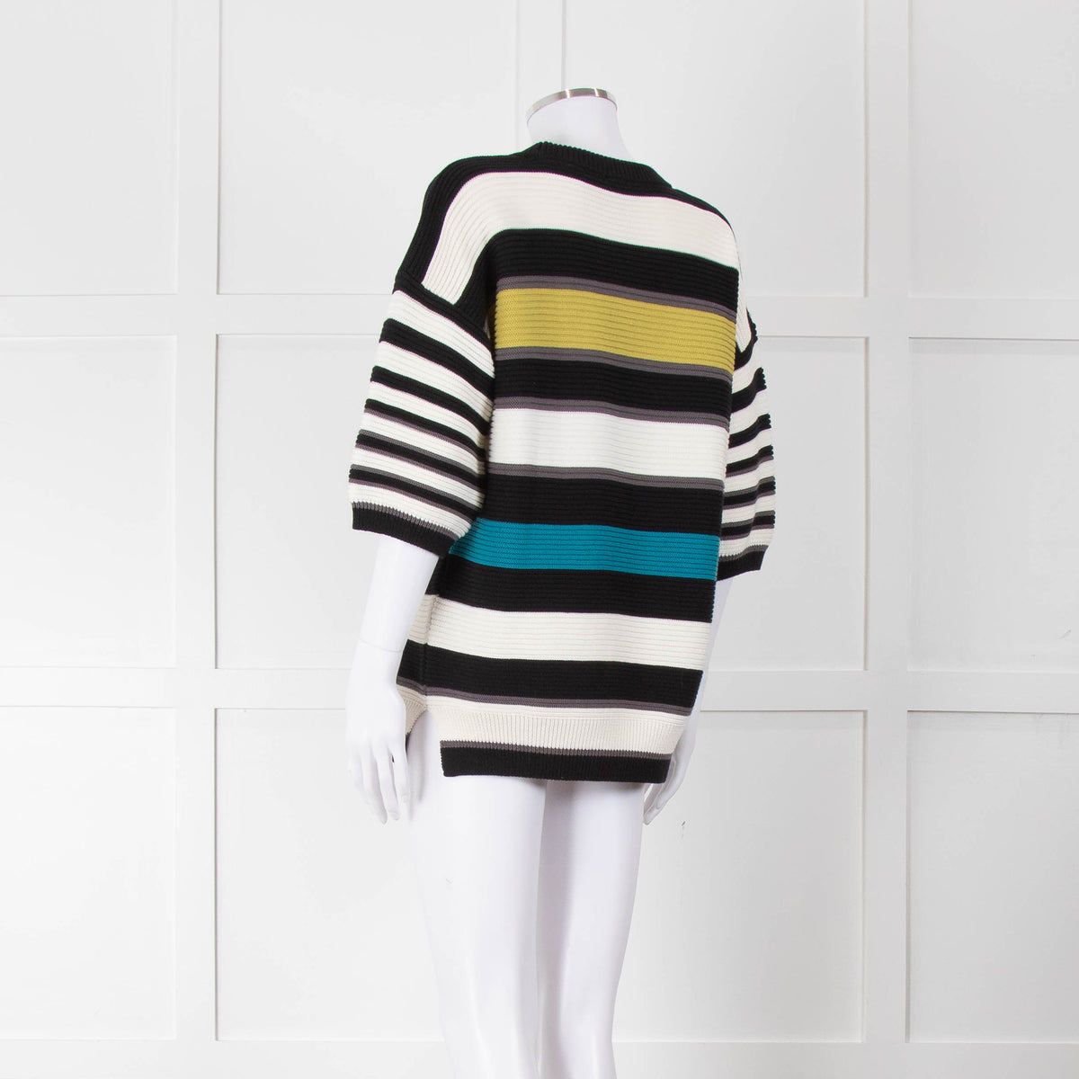 P.S Paul Smith Multi Coloured Rib Knit Striped Jumper with Short Sleeves