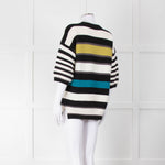 P.S Paul Smith Multi Coloured Rib Knit Striped Jumper with Short Sleeves