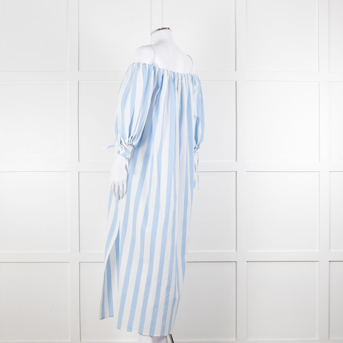 Evi Grintela Blue and White Striped Poplin Dress