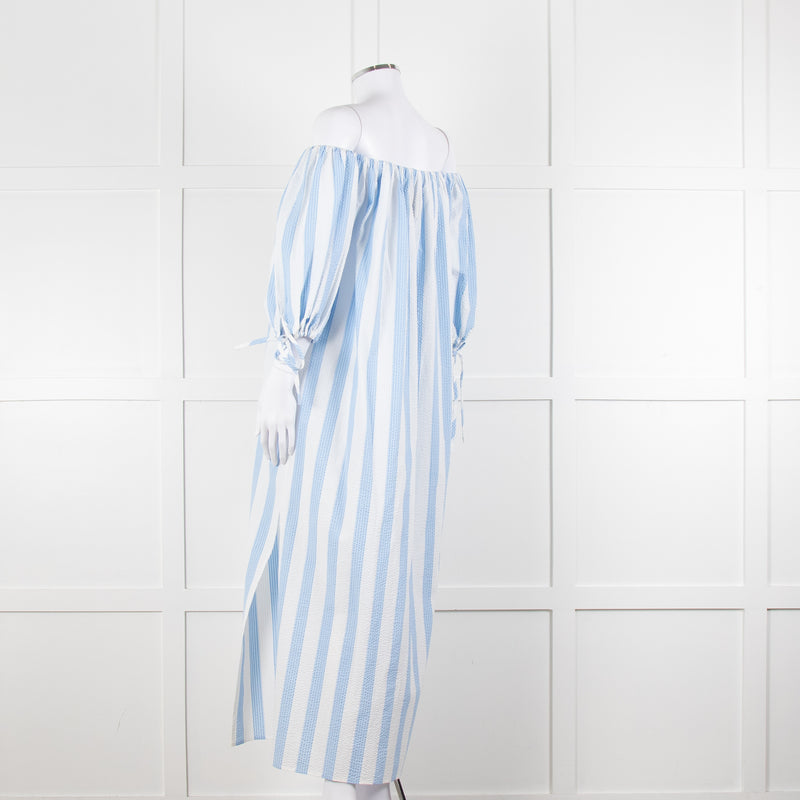 Evi Grintela Blue and White Striped Poplin Dress