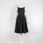 Alaia Black Textured Cotton Fit And Flare Sleeveless Dress