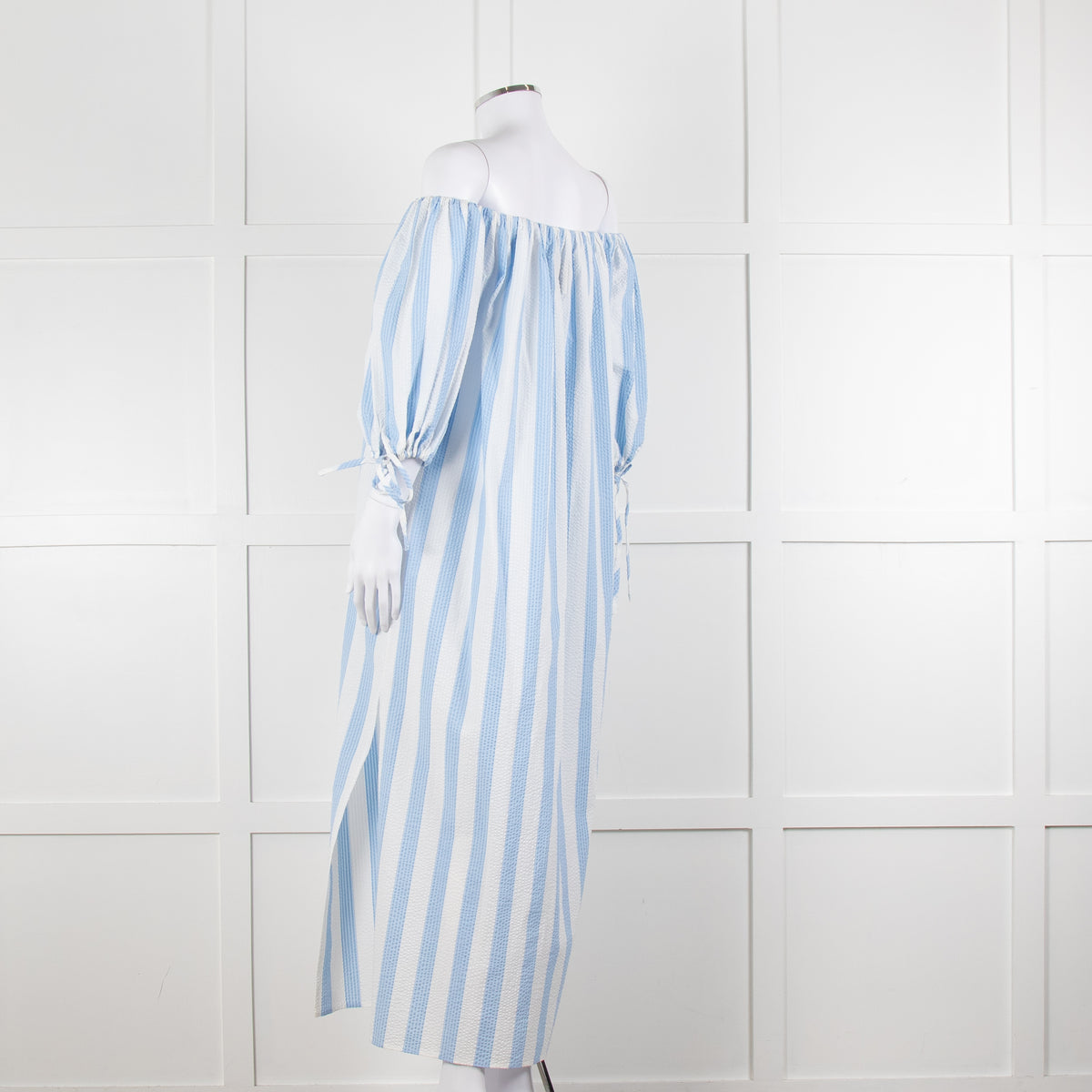 Evi Grintela Blue and White Striped Poplin Dress
