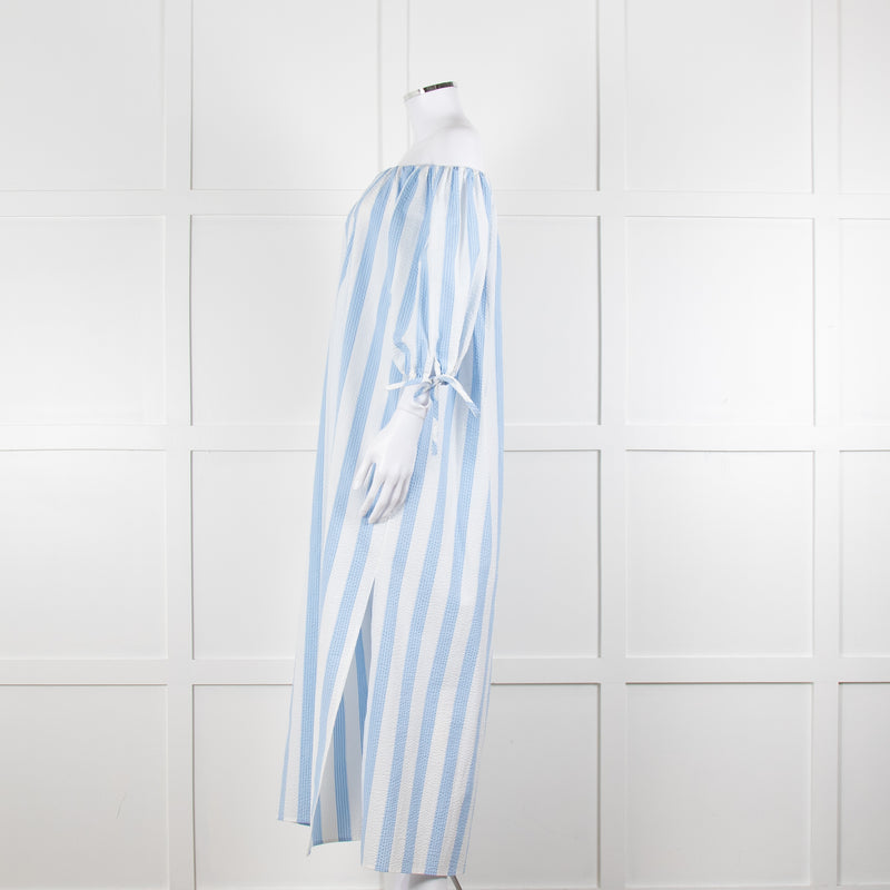 Evi Grintela Blue and White Striped Poplin Dress