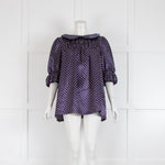 Comme Des Garcons Navy White Polka Dot Peter Pan Collar Top