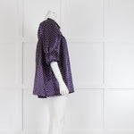 Comme Des Garcons Navy White Polka Dot Peter Pan Collar Top