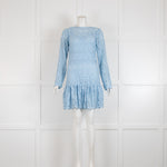 Michael By Michael Kors Pale Blue Lace Long Sleeve Dress