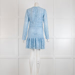Michael By Michael Kors Pale Blue Lace Long Sleeve Dress