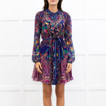 Saloni Purple Floral Silk Tilly Dress