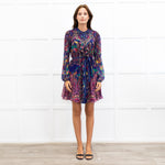 Saloni Purple Floral Silk Tilly Dress