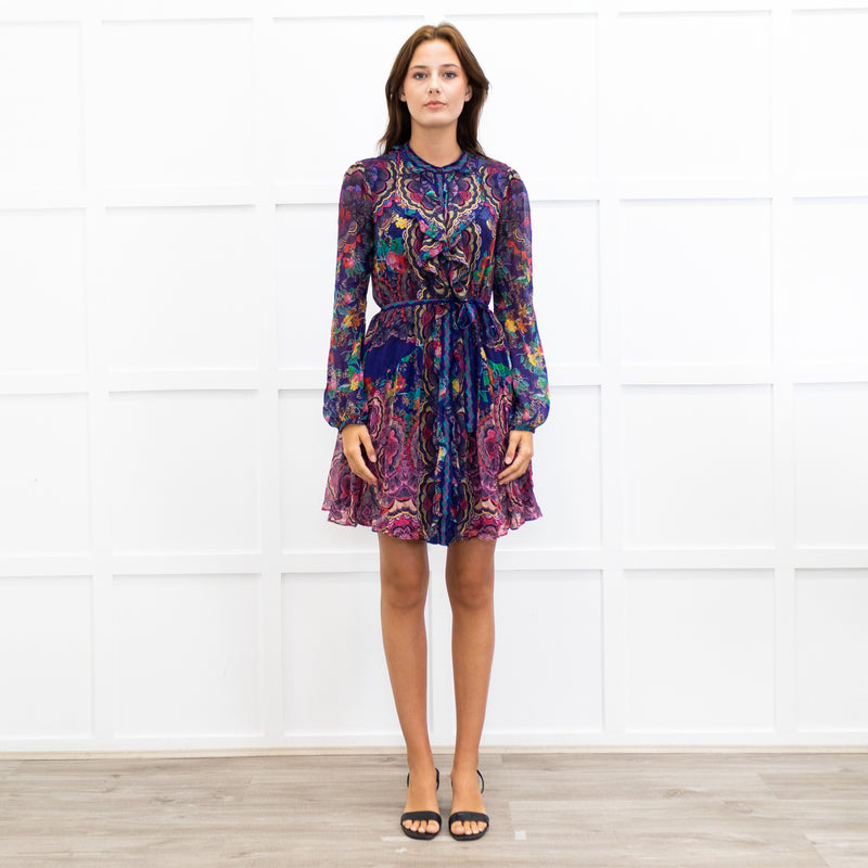 Saloni Purple Floral Silk Tilly Dress
