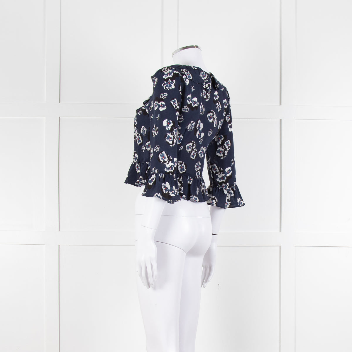 Realisation Par Blue Floral Print Ruffle Blouse