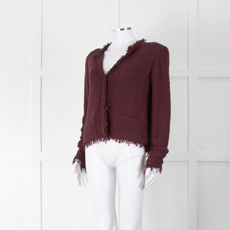 Iro Burgundy Boucle Unlined Jacket