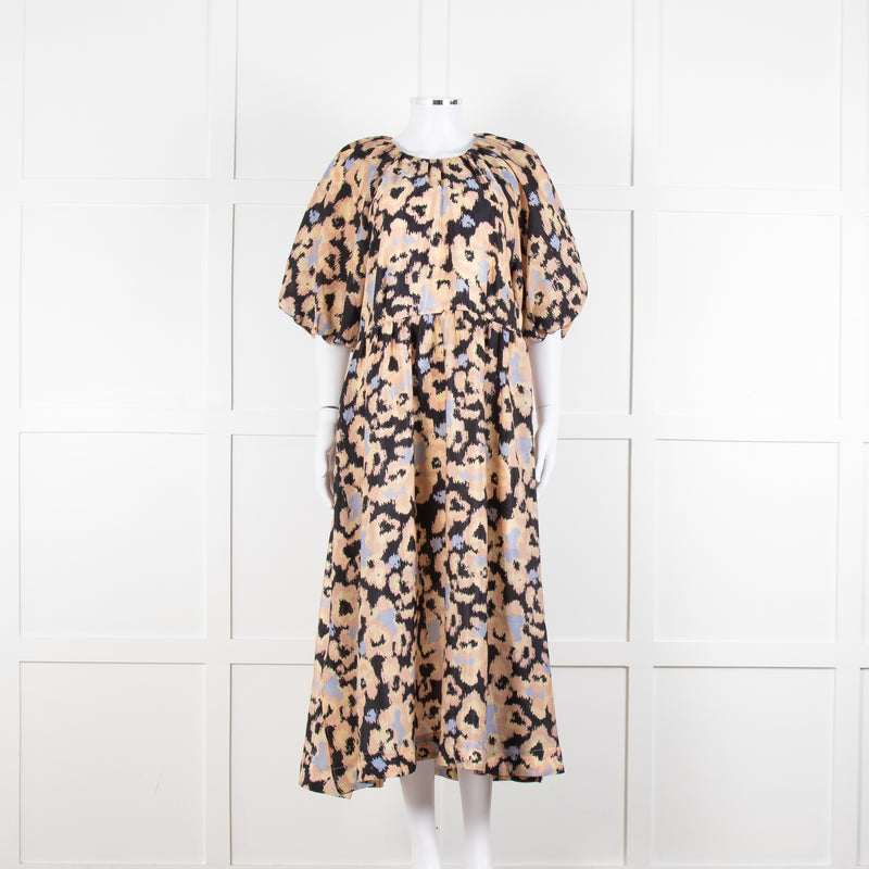 Second Female Black Patterned Print Dropped Waist Midi Dress