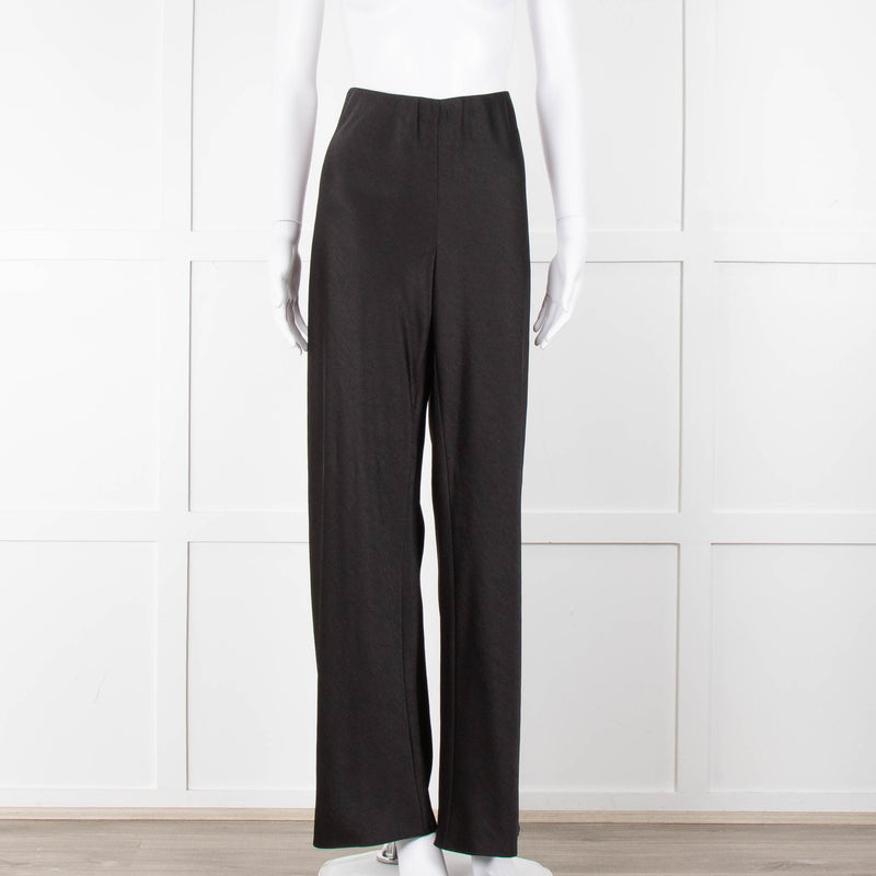 Vince Black Wide Leg Pull On Satin Trousers