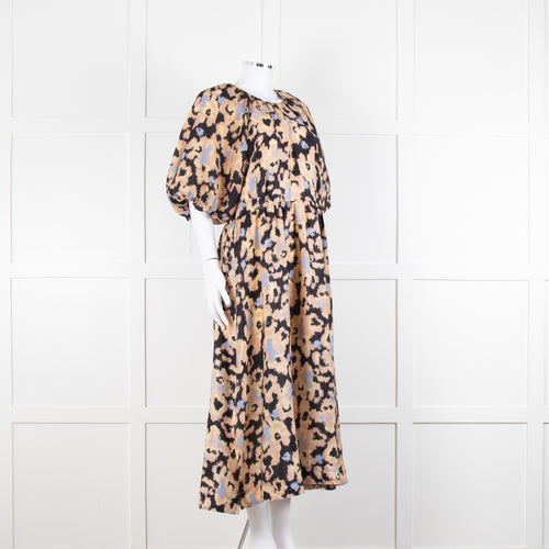 Second Female Black Patterned Print Dropped Waist Midi Dress