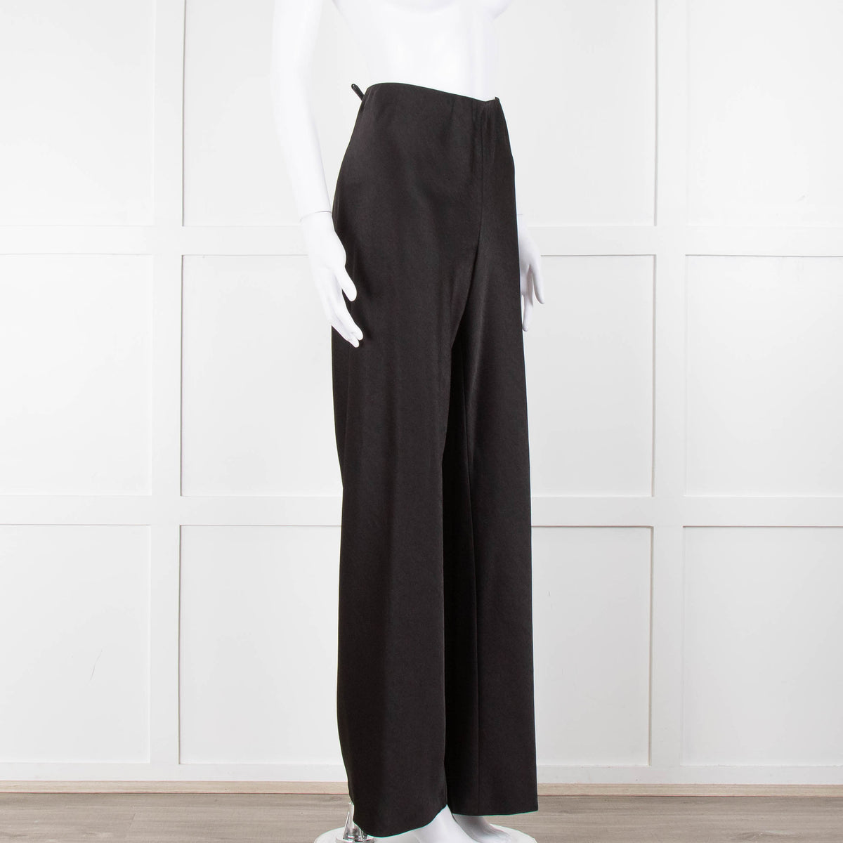 Vince Black Wide Leg Pull On Satin Trousers