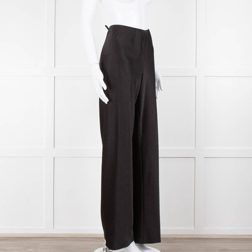 Vince Black Wide Leg Pull On Satin Trousers