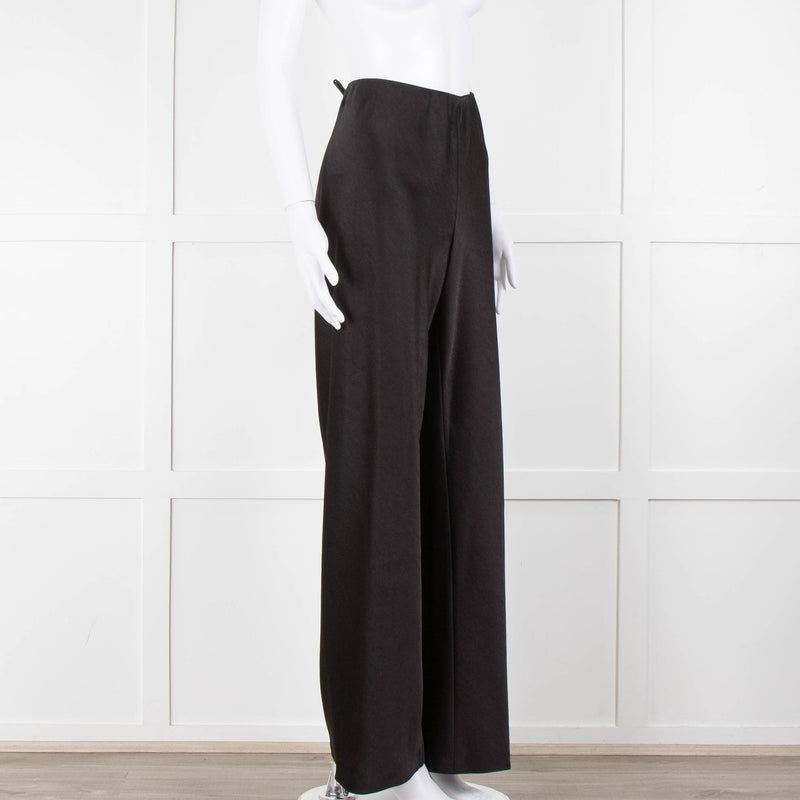 Vince Black Wide Leg Pull On Satin Trousers