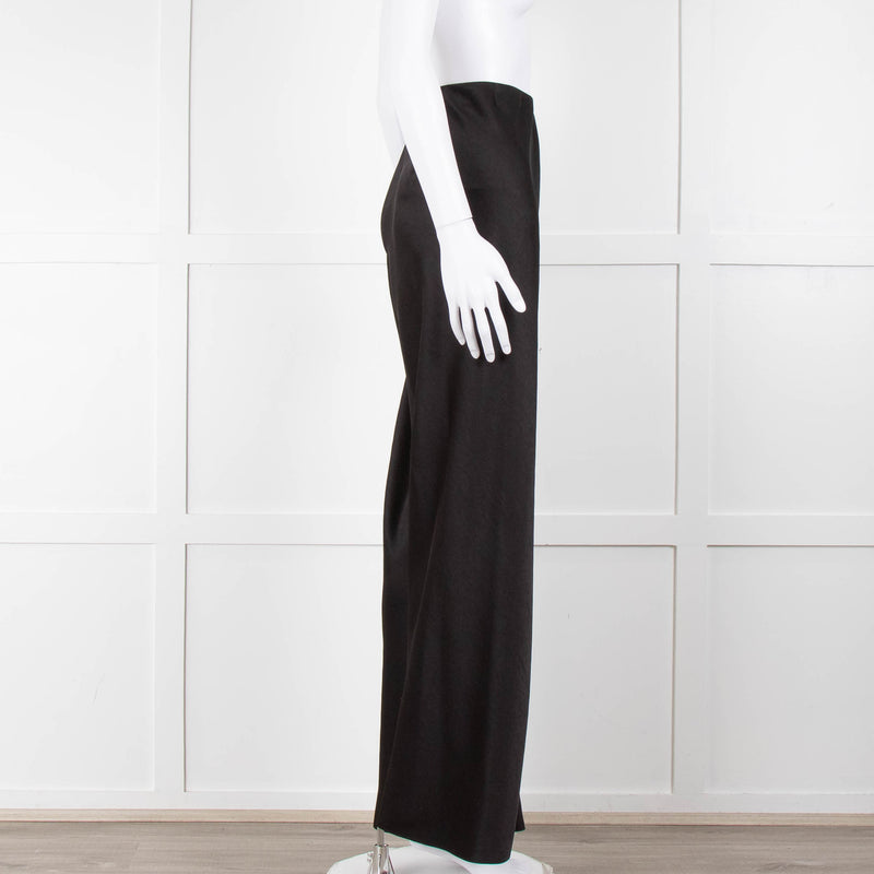 Vince Black Wide Leg Pull On Satin Trousers