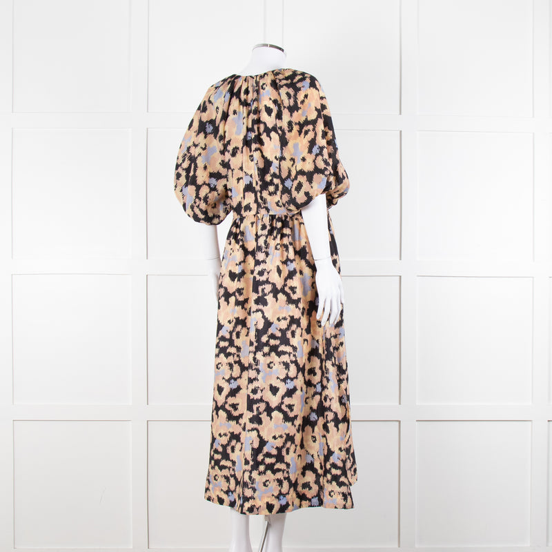 Second Female Black Patterned Print Dropped Waist Midi Dress