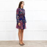 Saloni Purple Floral Silk Tilly Dress
