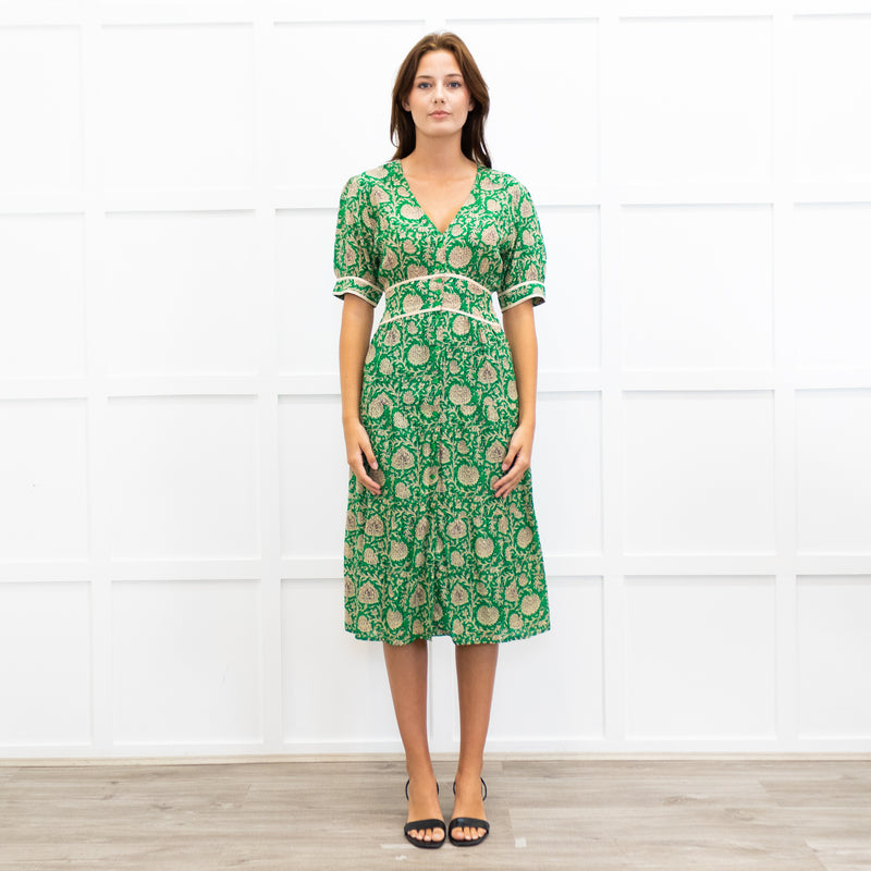 Ba&sh Plume Green Mandala Print Midi Dress