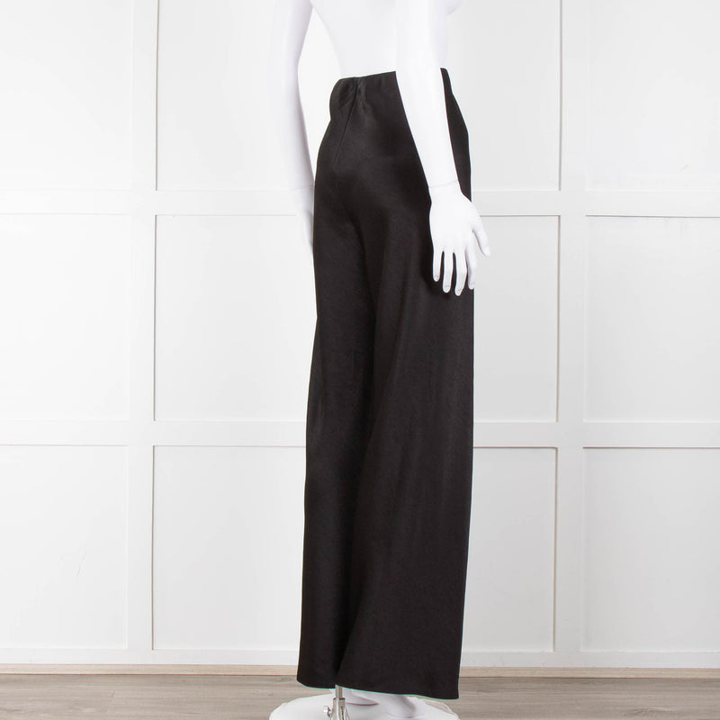 Vince Black Wide Leg Pull On Satin Trousers