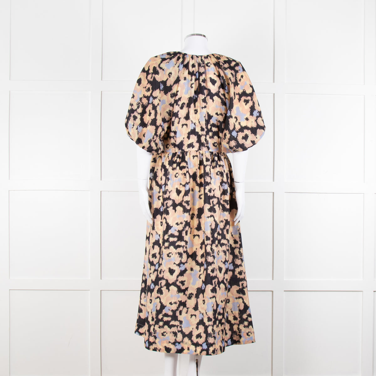 Second Female Black Patterned Print Dropped Waist Midi Dress