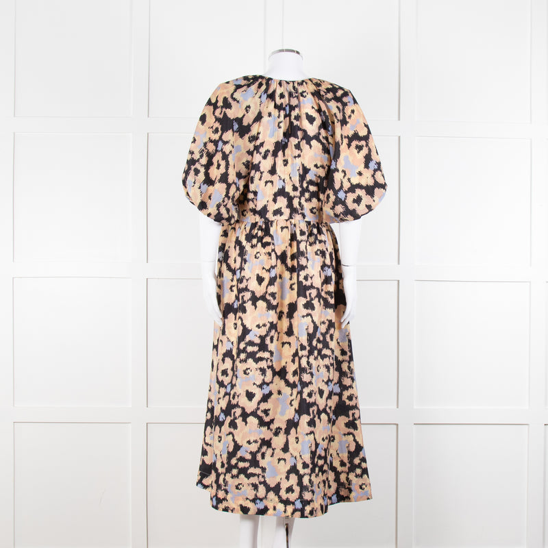 Second Female Black Patterned Print Dropped Waist Midi Dress