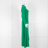 Olivia von Halle Green Silk Maxi Shirt Dress with Gold Buttons