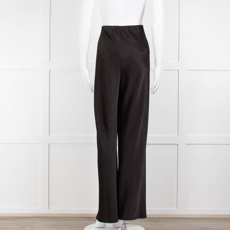 Vince Black Wide Leg Pull On Satin Trousers