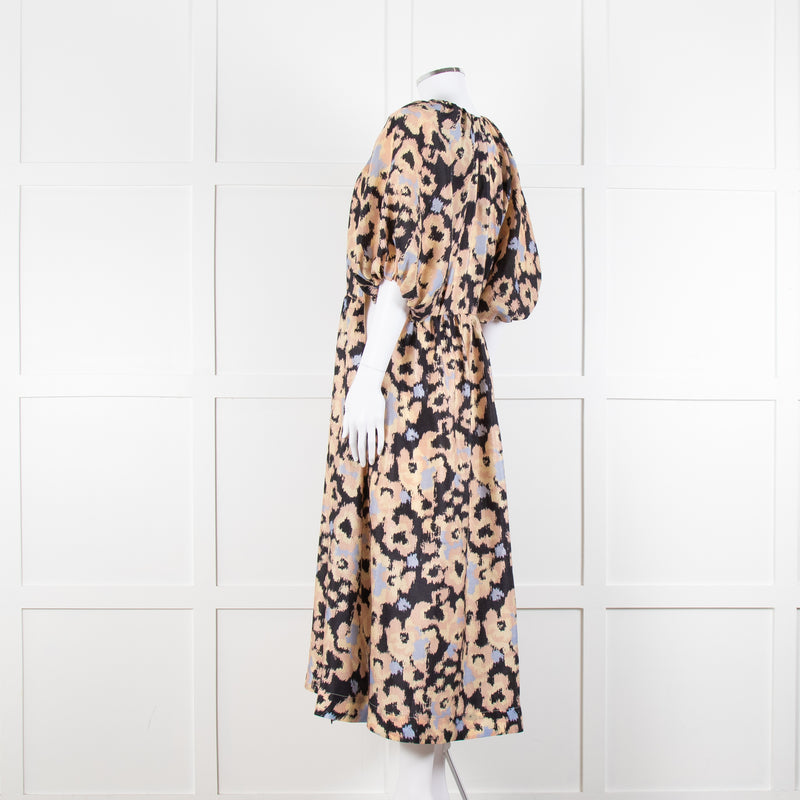 Second Female Black Patterned Print Dropped Waist Midi Dress