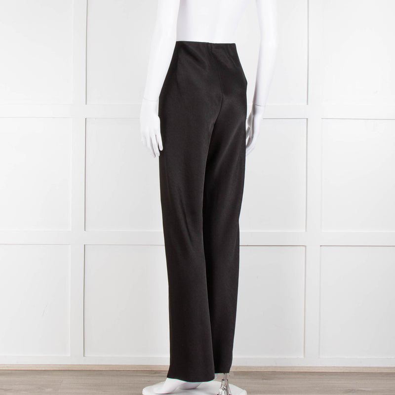 Vince Black Wide Leg Pull On Satin Trousers