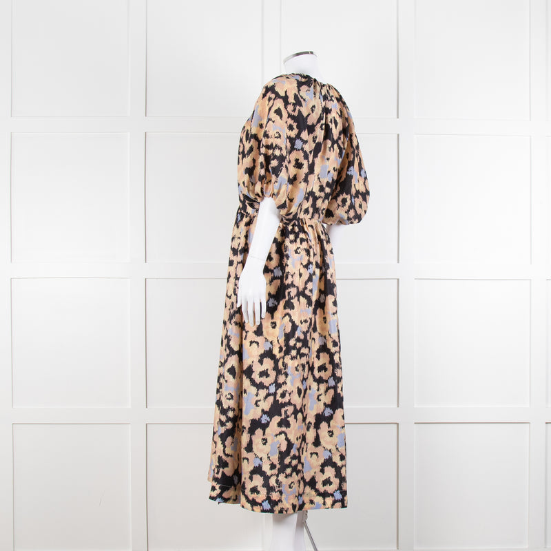 Second Female Black Patterned Print Dropped Waist Midi Dress