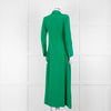 Olivia von Halle Green Silk Maxi Shirt Dress with Gold Buttons